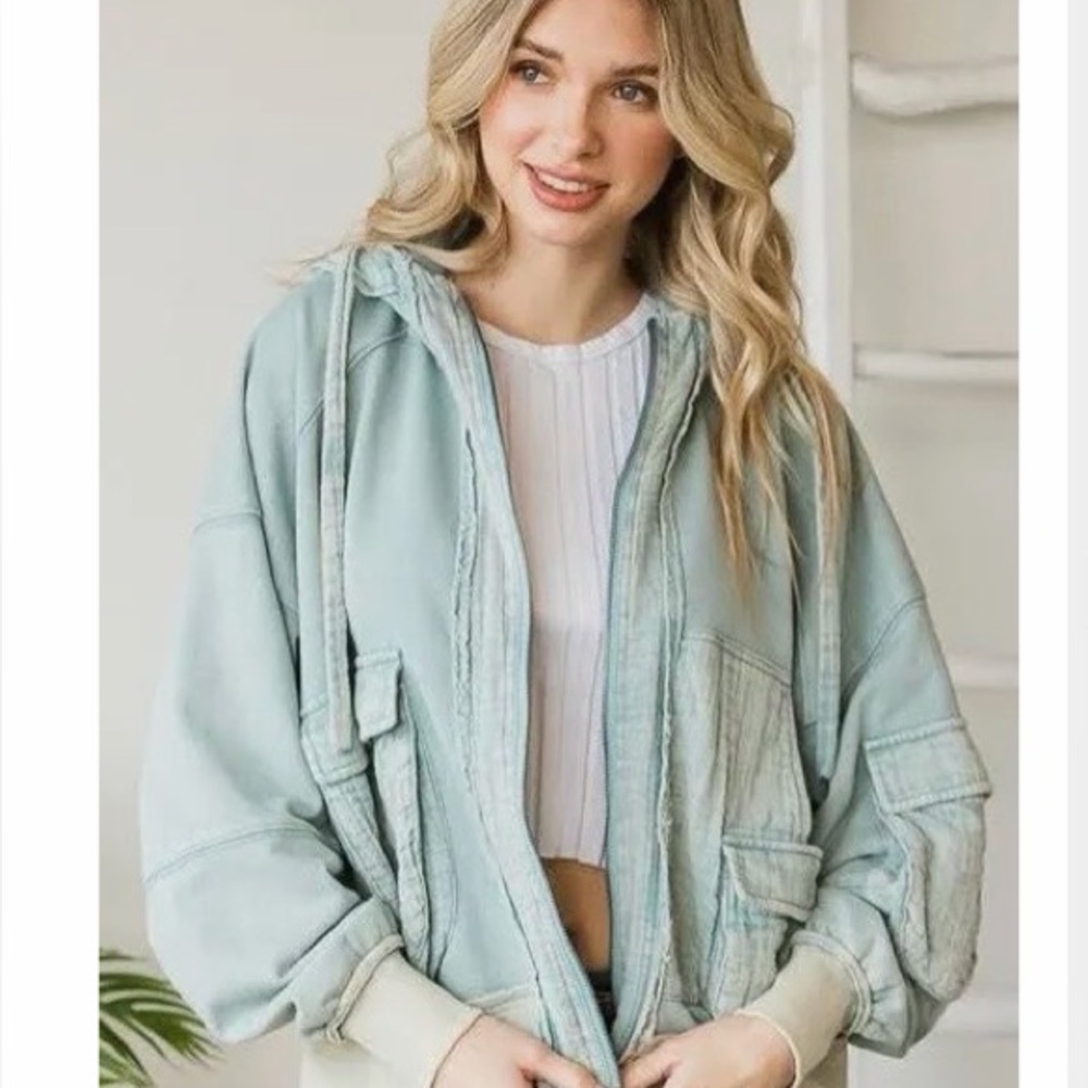 Oli and Hali Women's Light Blue 
Medium Hooded Jacket